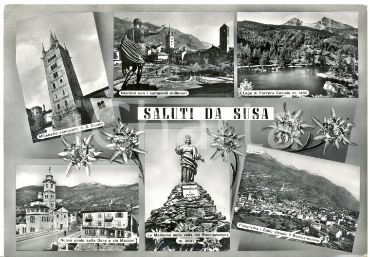 1959 SUSA (TO) Vedutine con campanile SAN GIUSTO e Lago FERRERA CENISIO *FG VG