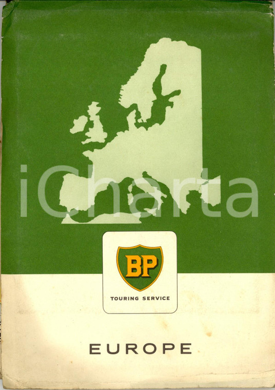 1950 ca BRITISH PETROLEUM Touring Service Carta stradale EUROPA *Pubblicitaria