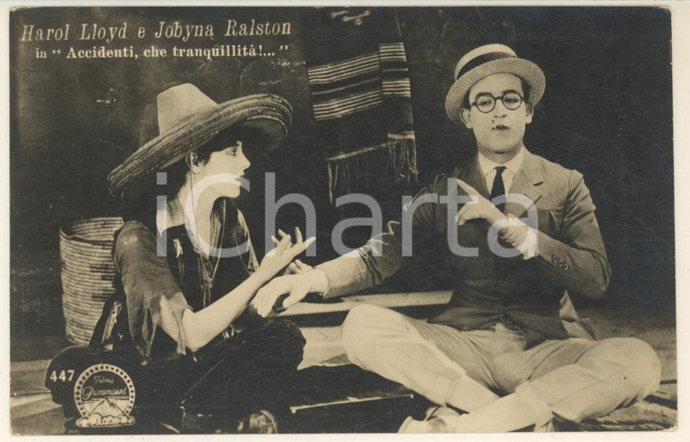 1923 CINEMA Harolf LLOYD Jobyna RALSTON "Accidenti, che tranquillità" Cartolina