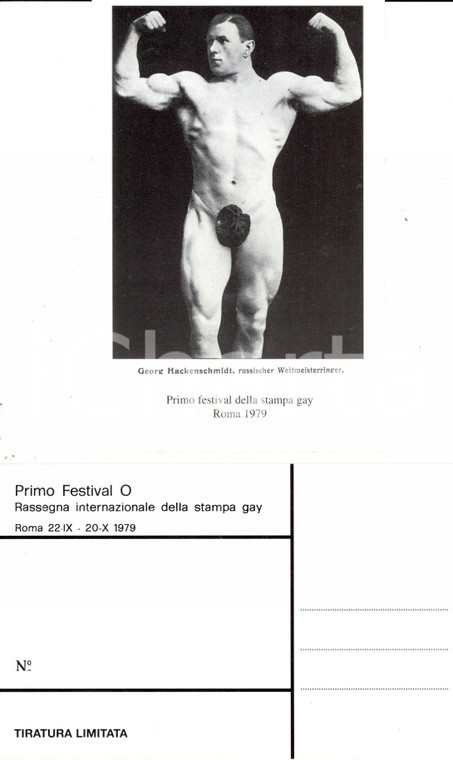 1979 ROMA Festival O STAMPA GAY Georg HACKENSCHMIDT mostra i muscoli (2)