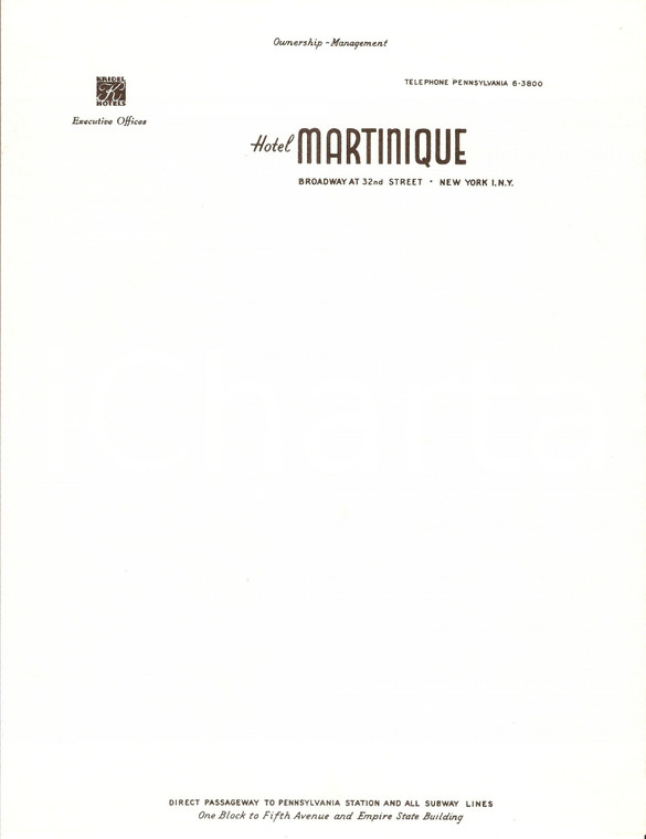 1950 ca NEW YORK Hotel MARTINIQUE Management KRIDEL Hotels Carta intestata (9)