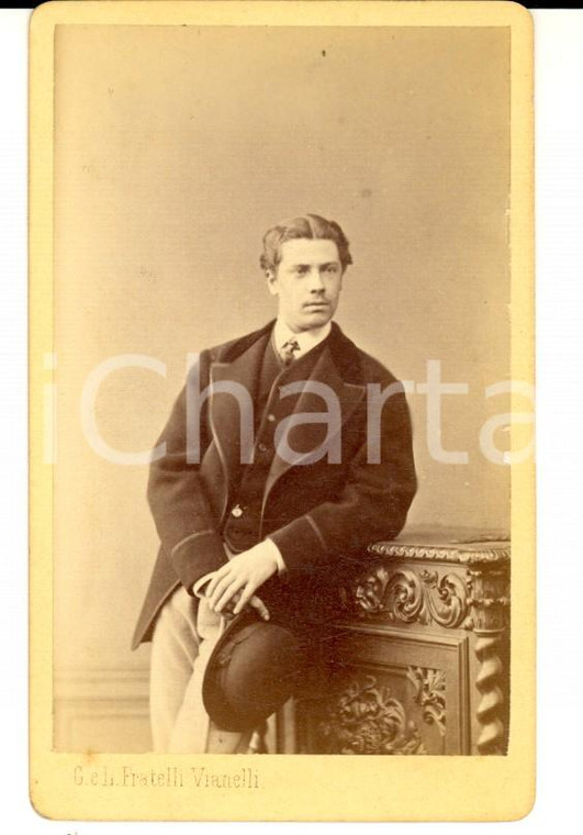 1870 ca VENEZIA Ritratto di uomo con cappotto e cappello *Foto VIANELLI 7x10