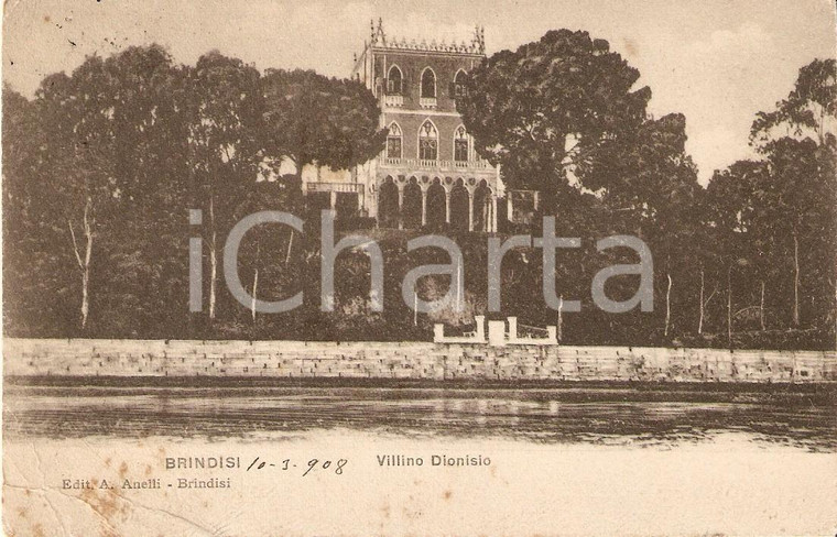 1908 BRINDISI Villino Dionisio - Panorama *Cartolina FP NV
