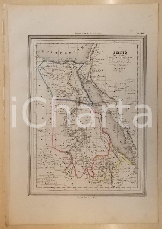 1864 Atlante Universale - Egitto Nubia e Abissinia Geografo CHARLE *Ed. GUIGONI