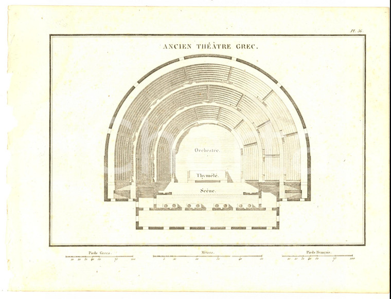 1830 Anacharsis en Grèce - Ancien théatre grec *Gravure pl. 36