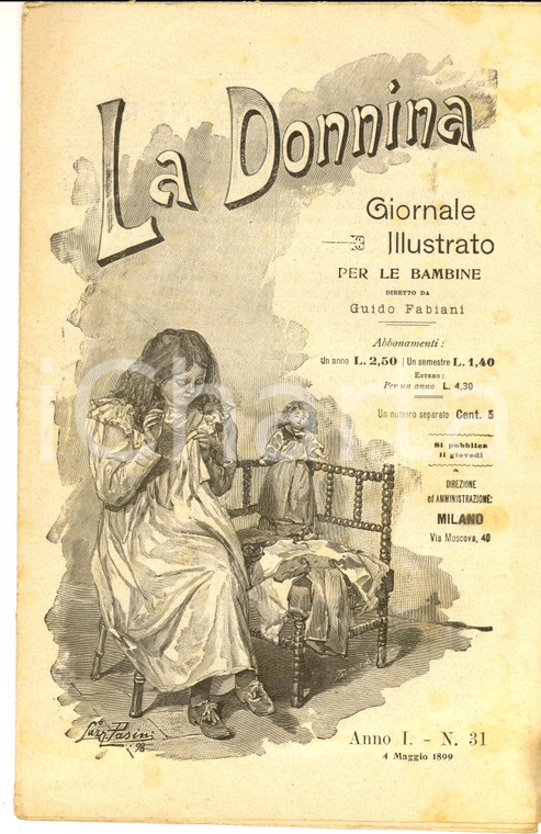 1899 LA DONNINA Giornale per bambine - Il maestro malato *Anno 1 n° 31