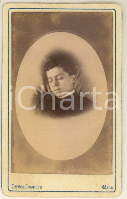 1870 ca MILANO Giovane seminarista - Ritratto POST MORTEM - Foto CASARICO CDV 