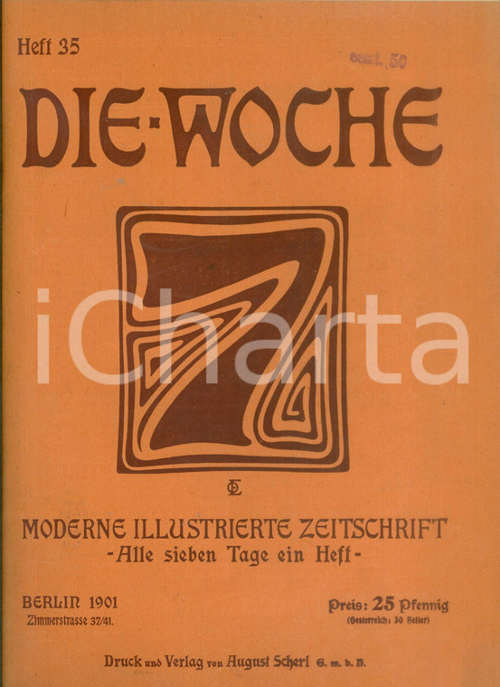 1901 DIE WOCHE Moderne Illustrierte Zeitschrift *Rivista illustrata Heft 35