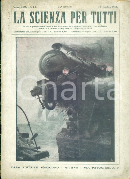 1915 WW1 SCIENZA PER TUTTI Mostra locomotive PANAMA-PACIFICO *Rivista ILLUSTRATA