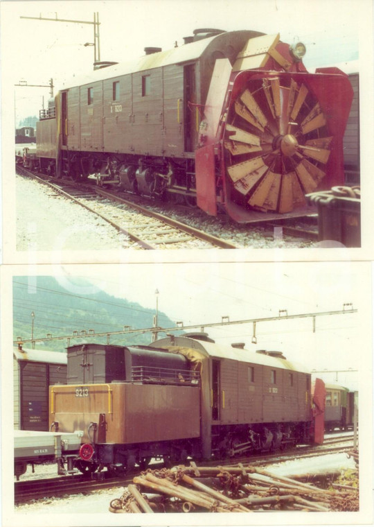 1975 ca SVIZZERA Rhätische Bahn Locomotiva spazzaneve X 9213 *Lotto 2 fotografie