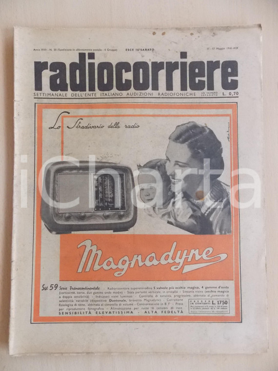 1941 RADIOCORRIERE EIAR Giornata dell'esercito vittorioso Radio MAGNADYNE