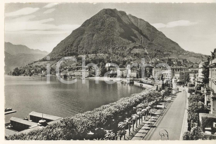 1956 LUGANO (CH) Veduta del Monte SAN SALVATORE e del lago *Cartolina FP VG