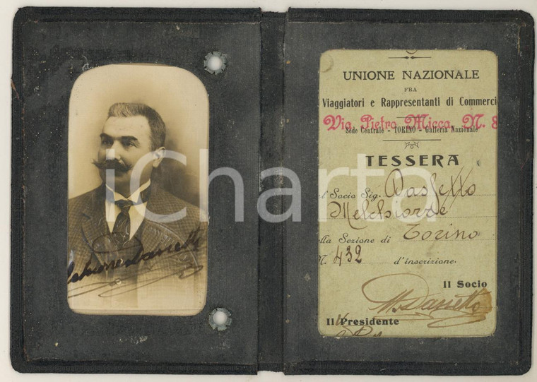 1920 ca TORINO Unione Rappresentanti - Tessera Melchiorre DASSETTO - Vera foto