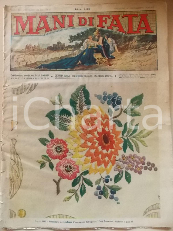 1938 MILANO Rivista MANI DI FATA Tappeto fiori - RICAMO *Anno XIII n° 11