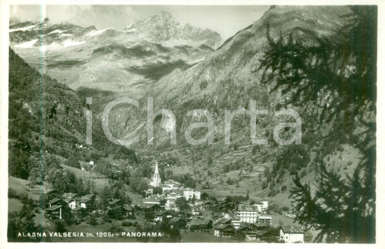 1940 ca ALAGNA VALSESIA (VC) Panorama del paese e della valle *Cartolina FP NV