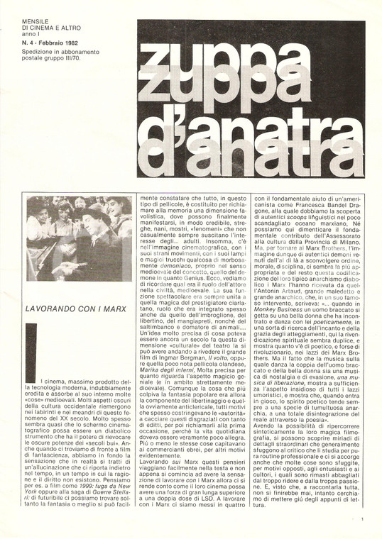 1982 MILANO Obraz Cinestudio ZUPPA D'ANATRA n.4 Fratelli MARX *Rivista di cinema