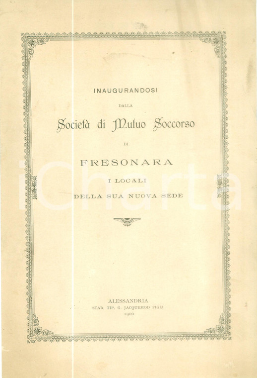 1900 FRESONARA (AL) Inno per inaugurazione SOCIETA' DI MUTUO SOCCORSO (2)