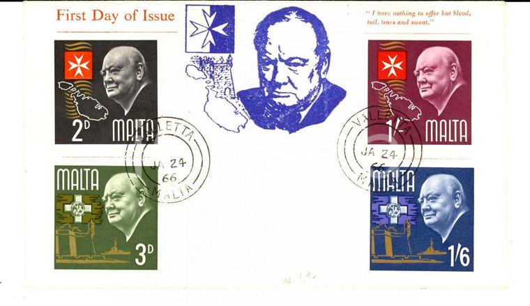 1966 MALTA Sir Winston Churchill Death Anniversary *Envelope first day of issue