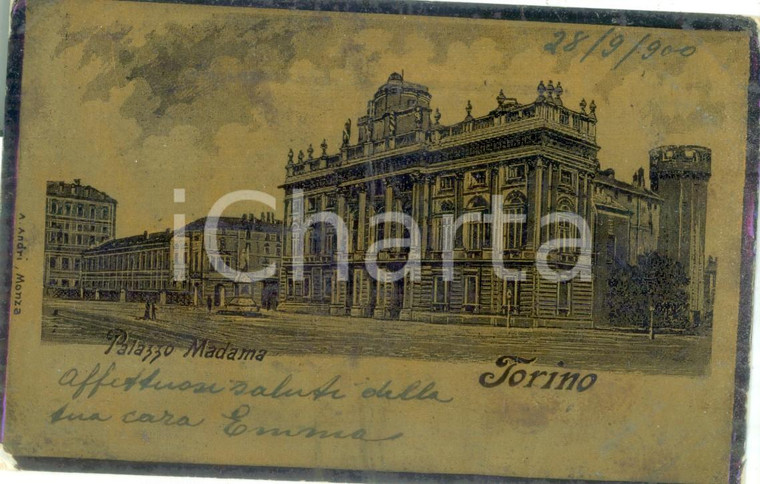 1900 TORINO Veduta di Palazzo Madama *Cartolina lucida FP VG