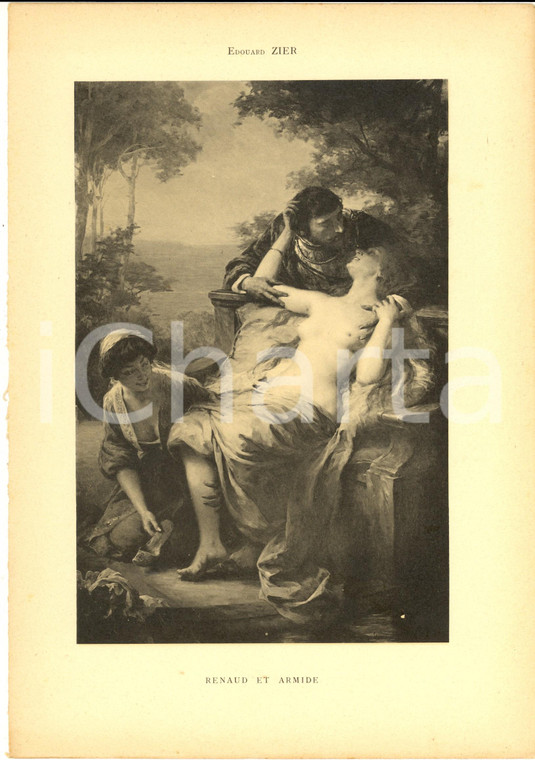 1920 ca ARTE Edouard ZIER Renaud et Armide *Stampa 21x29 cm 