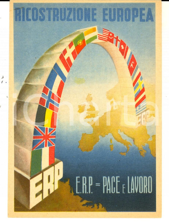 1950 ca ROMA ERP Ricostruzione europea *Cartolina ILLUSTRATA FG NV (3)