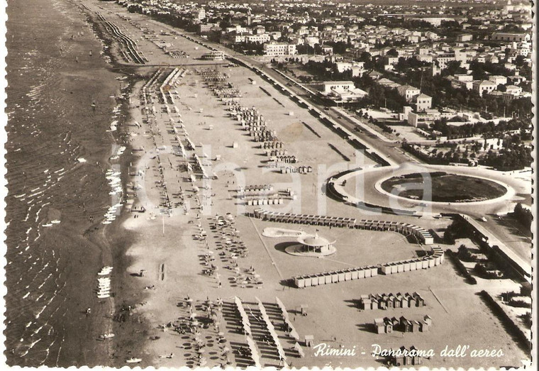 1957 RIMINI Veduta aerea degli stabilimenti balneari *Cartolina FG VG