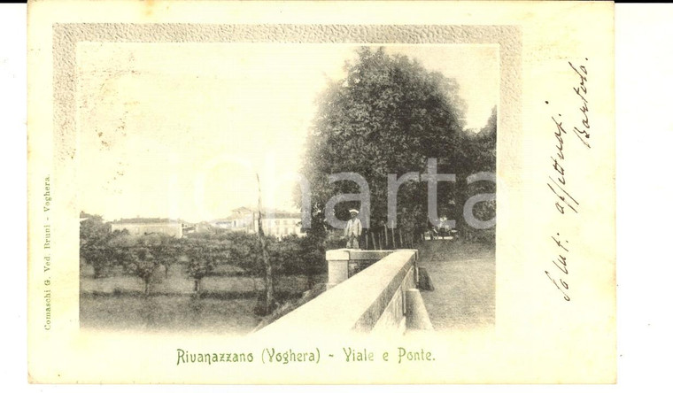 1902 RIVANAZZANO TERME (PV) Viale e ponte *Cartolina ANIMATA FP VG