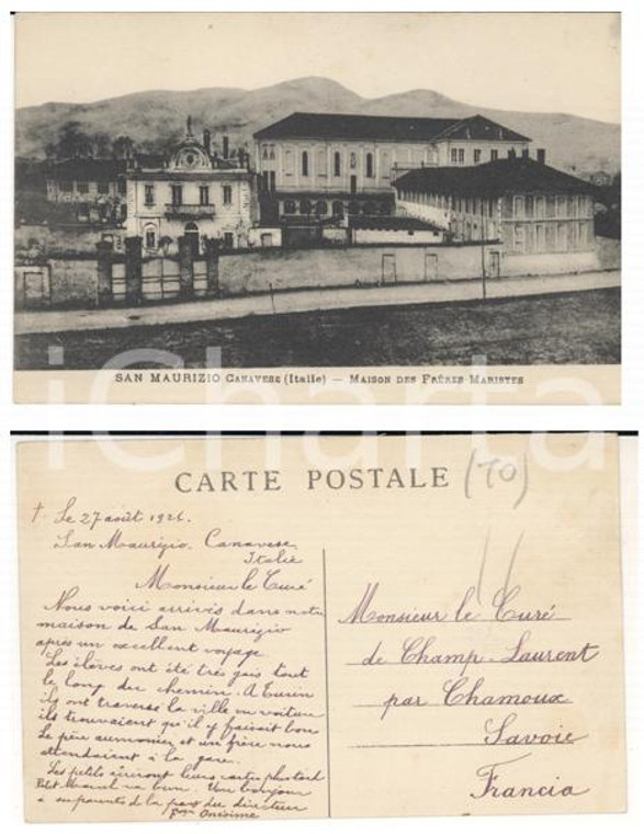 1926 SAN MAURIZIO CANAVESE Maison Frères Maristes *Carte postale frère ONESIME