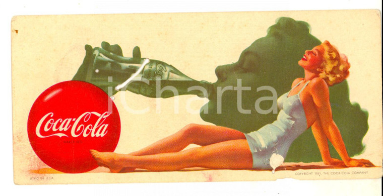 1960 ca COCA-COLA Carta assorbente *Pubblicità VINTAGE 19x10 DANNEGGIATA