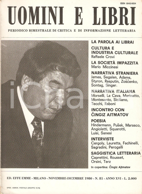 1980 UOMINI E LIBRI n. 81 Incontro con Cingiz AJTMATOV *Rivista Ed. EFFE EMME