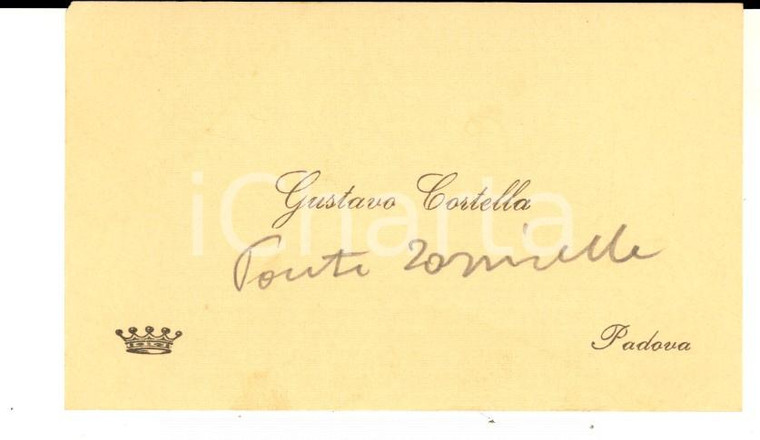 1910 ca PADOVA Nobile Gustavo CORTELLA  - Biglietto da visita