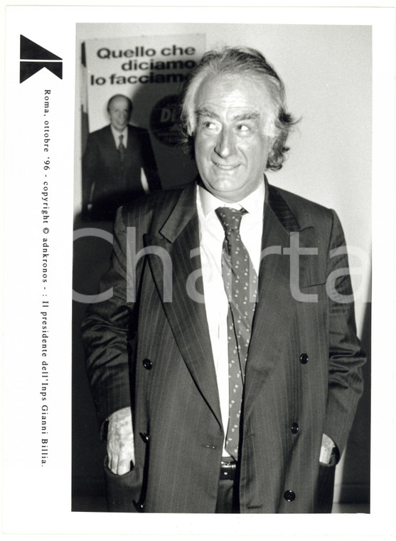 1996 ROMA Ritratto di Gianni BILLIA presidente INPS *Foto 17x24 cm