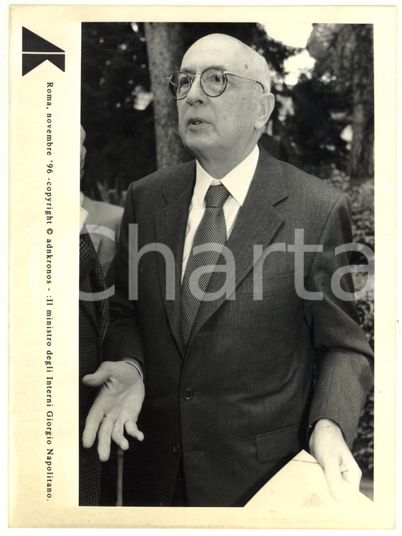 1996 ROMA Giorgio NAPOLITANO - Ritratto del ministro degli Interni *Foto 17x24