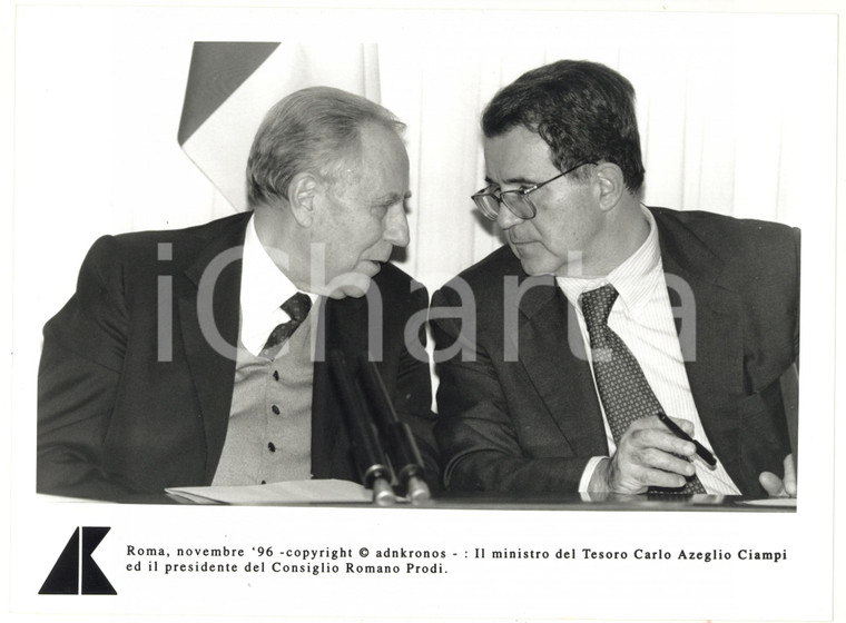 1996 ROMA Conversazione tra Carlo Azeglio CIAMPI e Romano PRODI *Foto 24x17