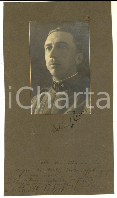 1917 WW1 MANTOVA Ritratto del soldato Rocco con dedica - Foto 16x27 cm