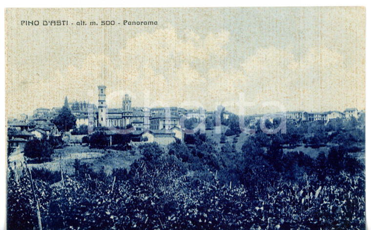 1943 PINO D'ASTI Panorama del paese *Cartolina VINTAGE - FP VG