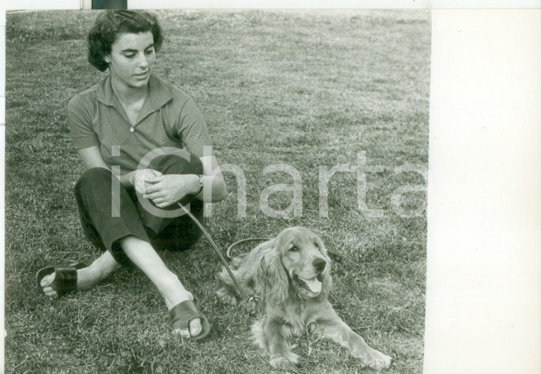 1956 RAPALLO Concorso Ippico - Antonella PIAGGIO in compagnia del suo cane