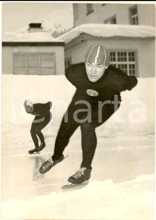 1954 DAVOS Pattinaggio di velocità - Hjalmar ANDERSEN nella 1000m - Foto 13x18