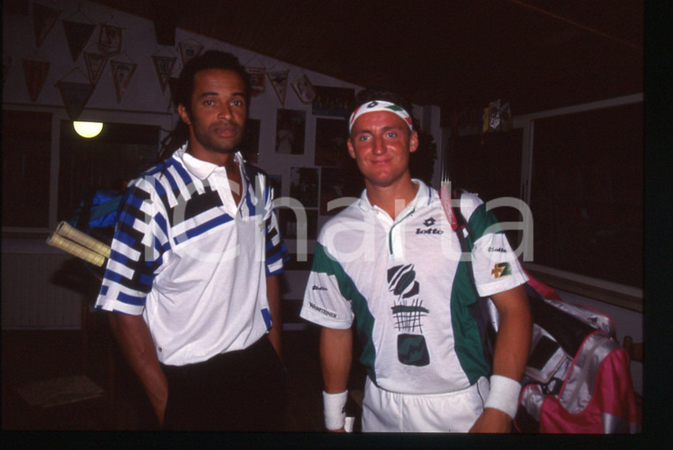 35mm vintage slide* 1990 ca TENNIS Toscana Yannick NOAH e Andrea GAUDENZI (2)