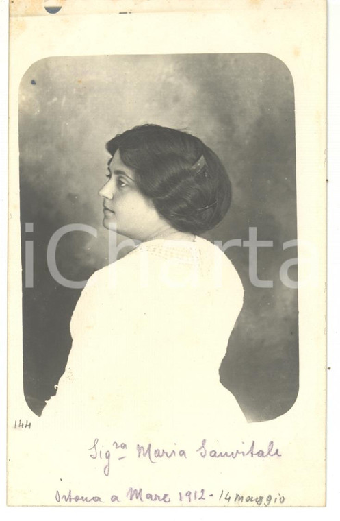 1912 ORTONA Ritratto di Maria SANVITALE con acconciatura raccolta *Fotocartolina
