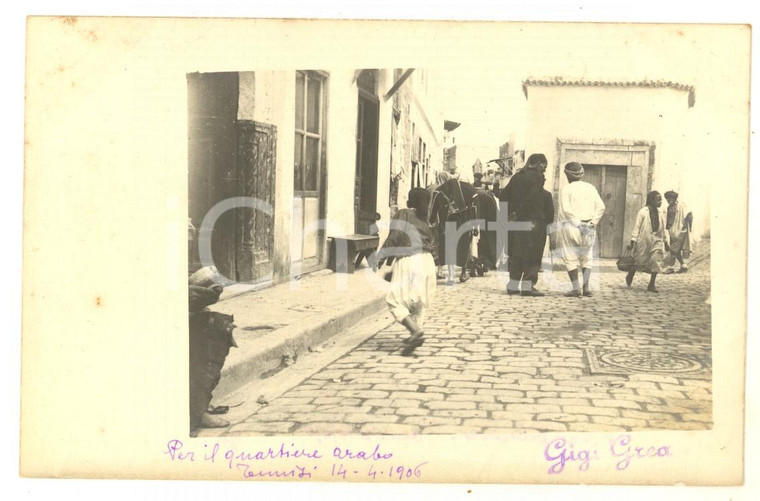 1906 TUNISI Fotografia artistica della vita quotidiana in un quartiere