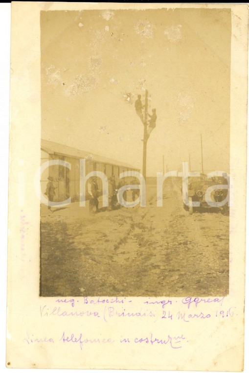 1916 WW1 VILLANOVA - OSTUNI Linea telefonica in costruzione - Foto DANNEGGIATA