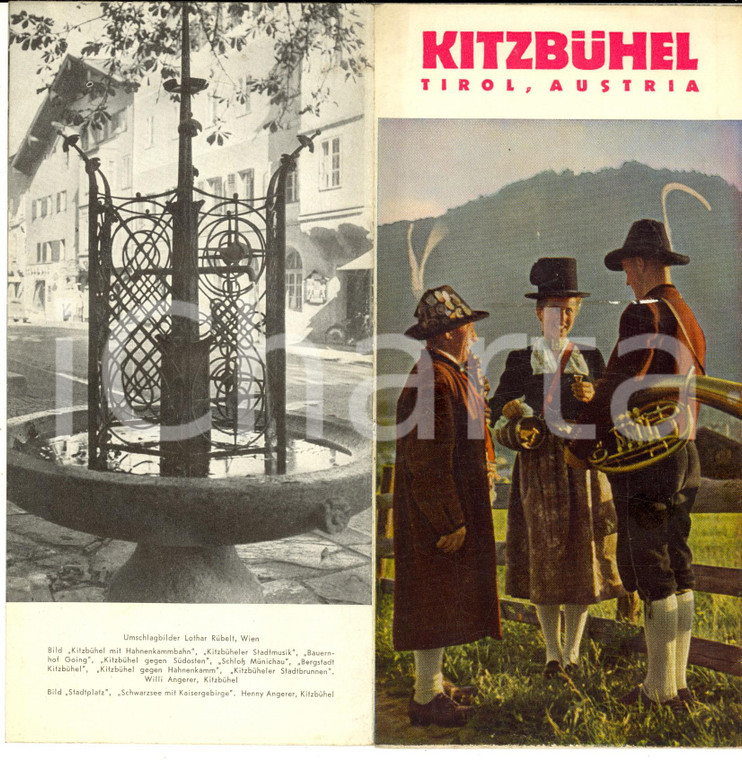 1955 ca KITZBUHEL (TIROL, AUSTRIA) Pieghevole TURISMO Illustrato - VINTAGE 