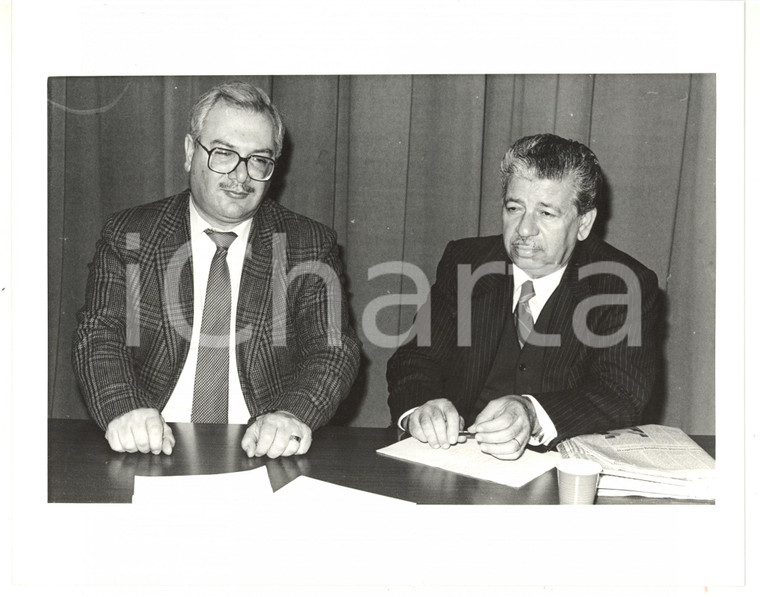 1988 MILANO Hanna SINIORA con Fayez Abu RAHMEH durante conferenza