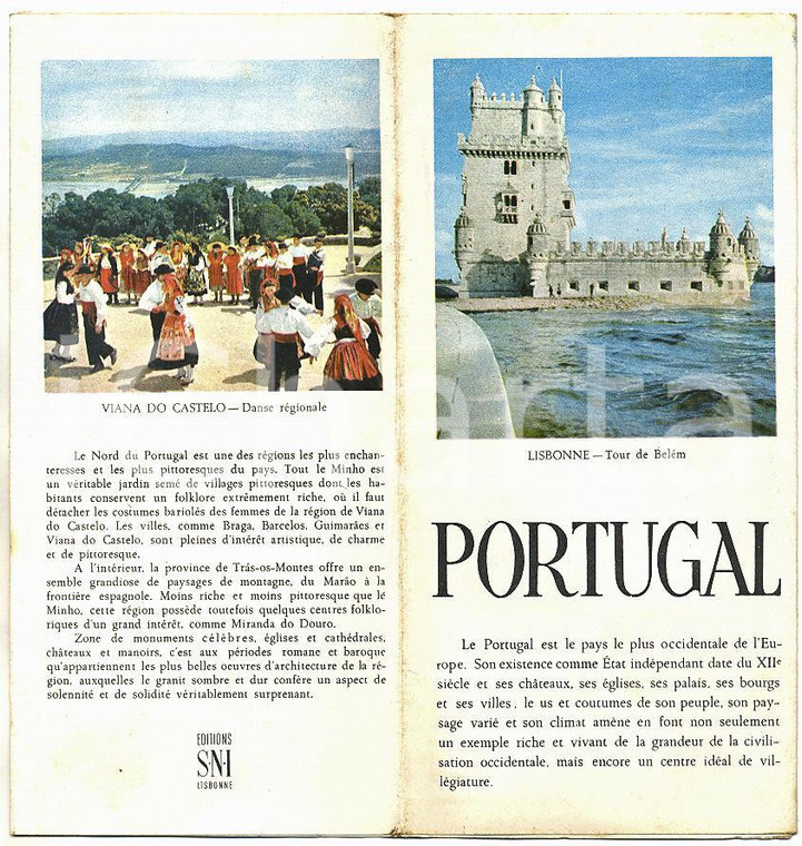  1960 ca PORTUGAL Pieghevole illustrato VINTAGE 10x22 cm *Editions SNI Lisboa 
