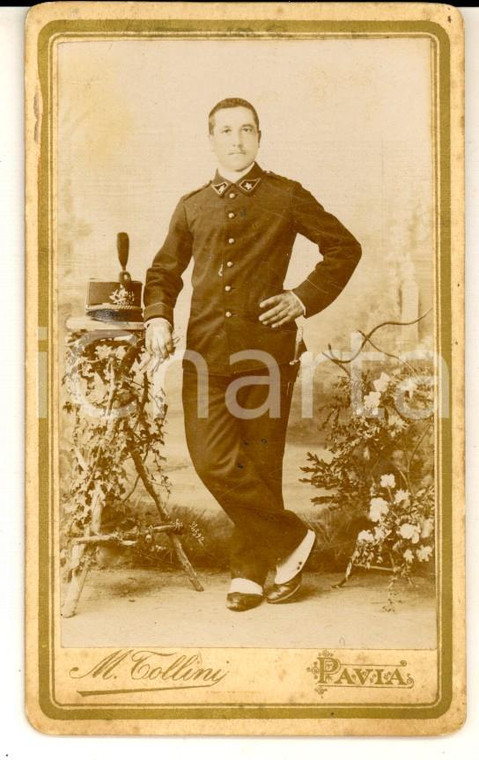 1880 ca PAVIA REGIO ESERCITO Ritratto di ufficiale del GENIO *Foto TOLLINI CDV