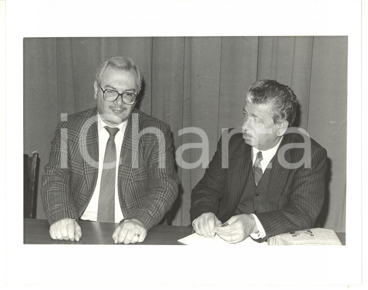 1988 MILANO - OLP Hanna SINIORA con Fayez Abu RAHMEH durante conferenza *Foto