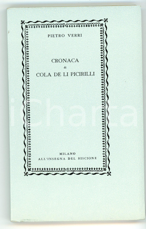 1951 Pietro VERRI Cronaca di Cola de li Picirilli - Tip. ALLEGRETTI n° 188/250