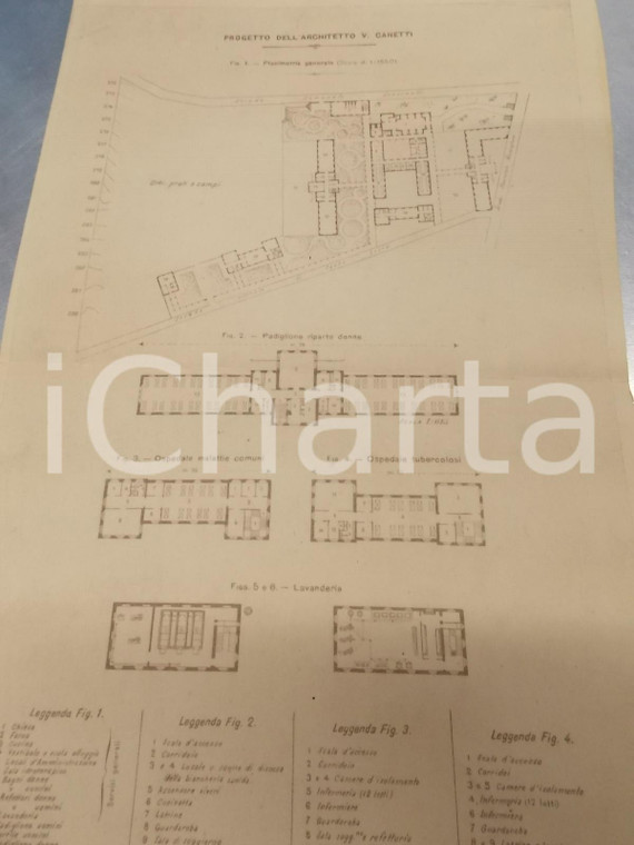 1920 ca MACERATA Progetto arch. Vincenzo CANETTI per ospedale ^Planimetria