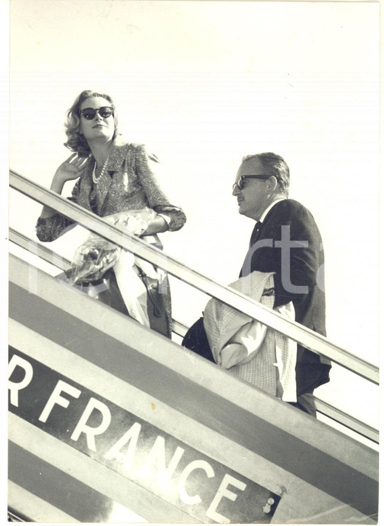 1959 ROMA CIAMPINO Principi Ranieri e Grace di Monaco partono su volo AIR FRANCE